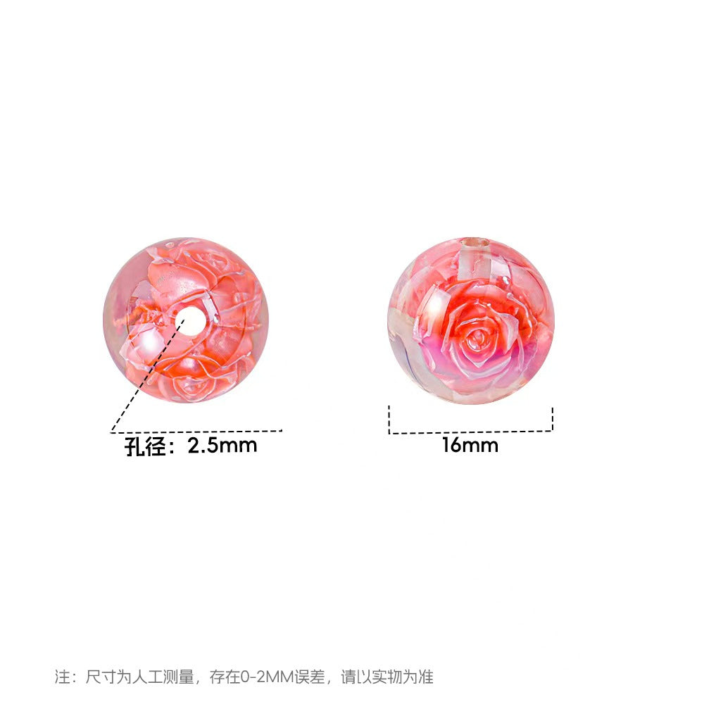 16mm Iridescent Rose Beads Transparent Acrylic Flower Beads | DIY Jewelry, Bracelets, Phone Charms & Bag Chains 20 pcs