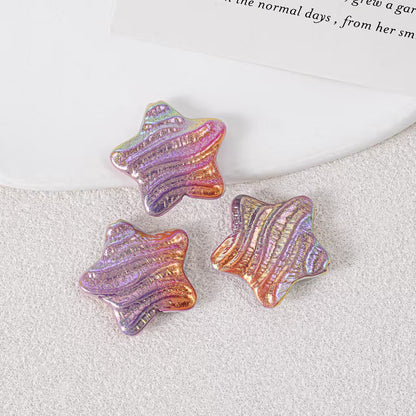 23mm Iridescent Star Beads – Oil Painting Color Plated Acrylic Charms | DIY Jewelry,  Phone Charm Making 20pcs