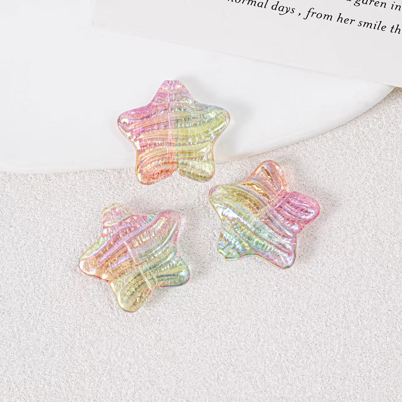 23mm Iridescent Star Beads – Oil Painting Color Plated Acrylic Charms | DIY Jewelry,  Phone Charm Making 20pcs