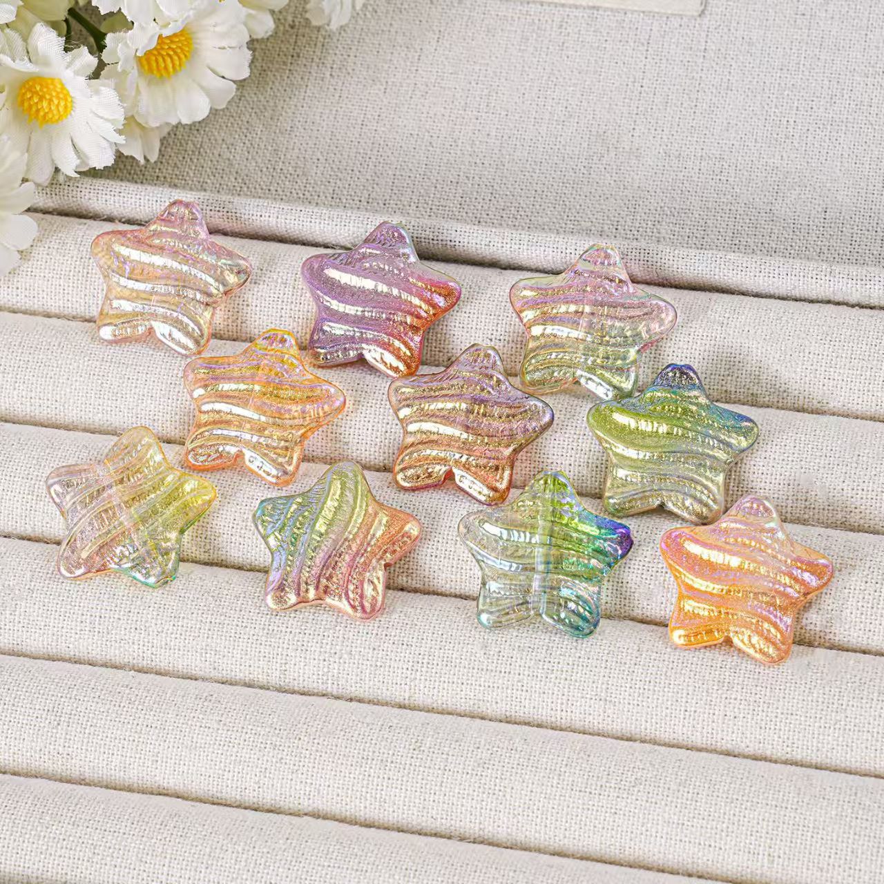 23mm Iridescent Star Beads – Oil Painting Color Plated Acrylic Charms | DIY Jewelry,  Phone Charm Making 20pcs