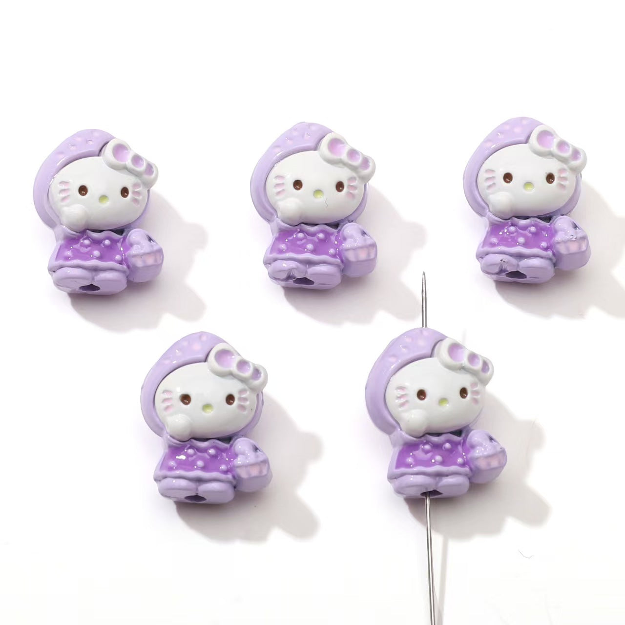 12×16mm Strawberry Kitty Alloy Beads – DIY Jewelry Making Supplies for Phone Charms, Bracelets & Accessories (Hole: 1.9mm)