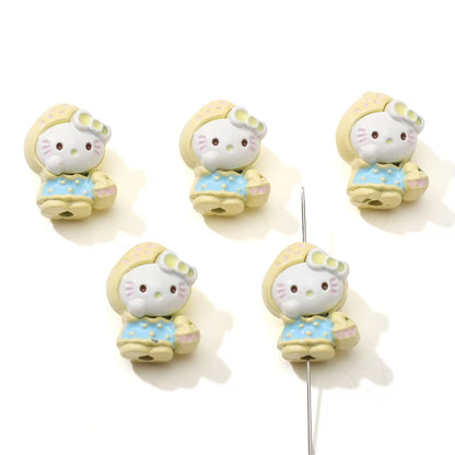 12×16mm Strawberry Kitty Alloy Beads – DIY Jewelry Making Supplies for Phone Charms, Bracelets & Accessories (Hole: 1.9mm)