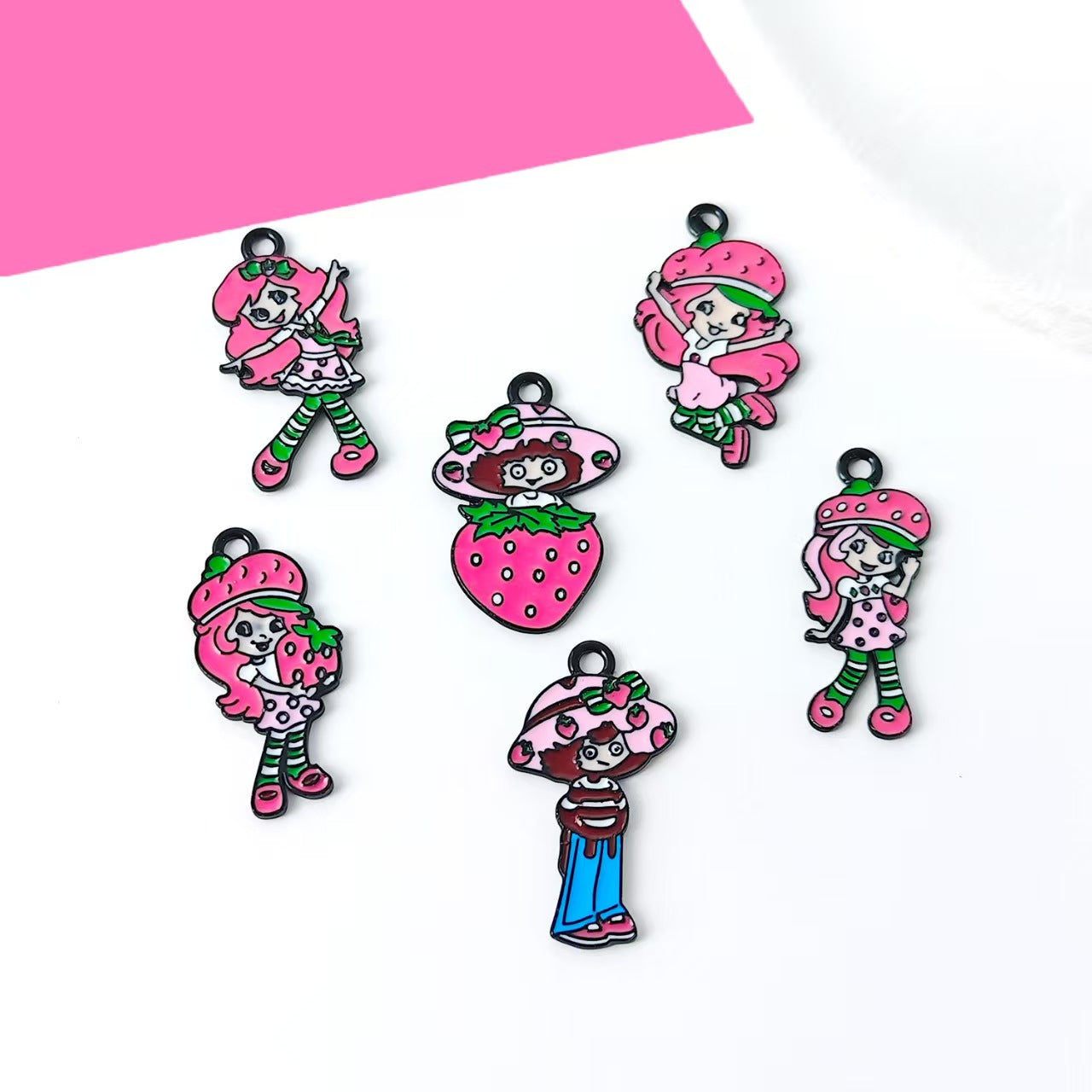 Strawberry  Alloy Charms for DIY Jewelry, Keychains & Phone Straps – Cute Cartoon Pendant Accessories (10pcs)