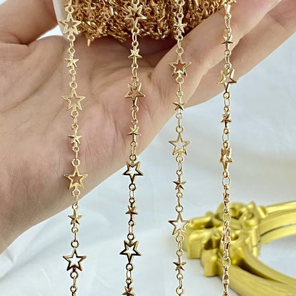 Delicate Charm Link Chain – Star, Cross & Clover (1meter)