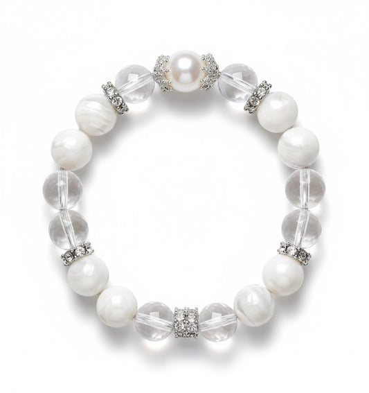 Moonlight Clarity Bracelet – Natural White Quartz & Moonstone