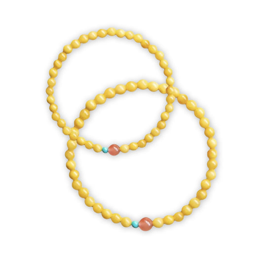 Amber Honey Bead Bracelet with Turquoise