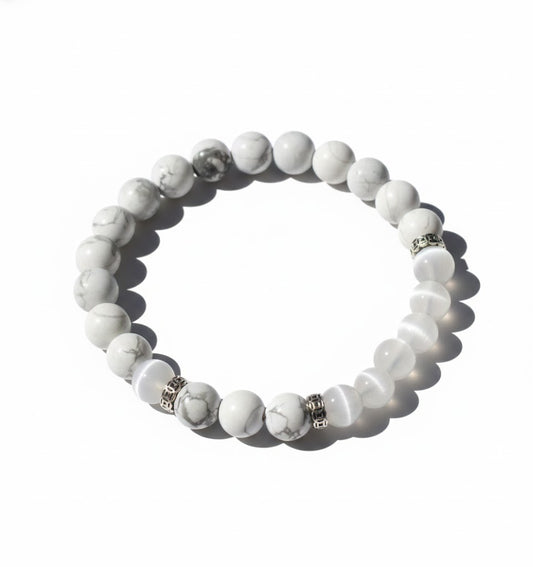 White Howlite & White Agate Bracelet