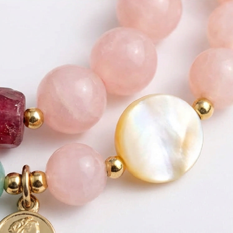 Rose Quartz & Strawberry Crystal Double-Layer Bracelet