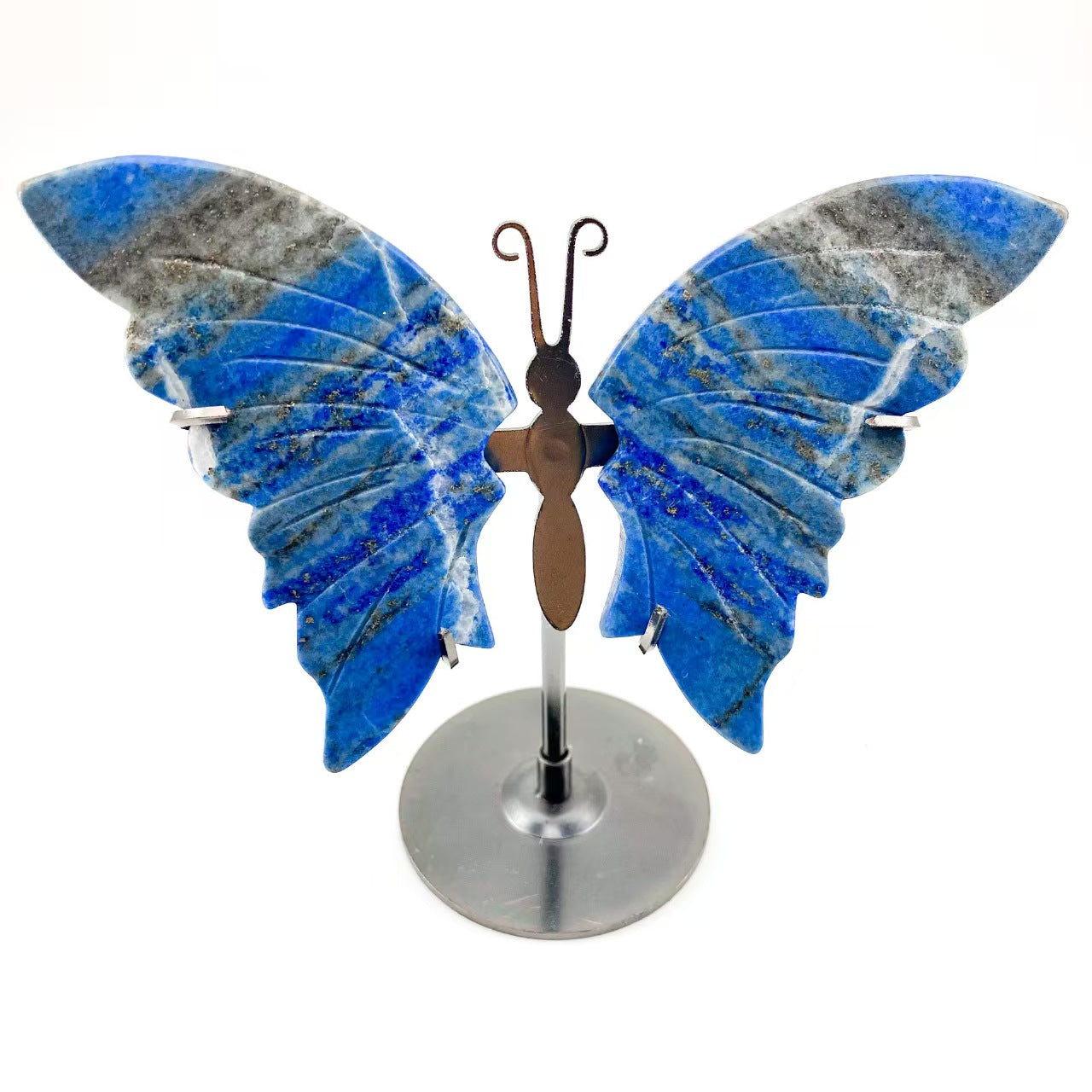 Lapis Lazuli Crystal Butterfly Sculpture with Stand