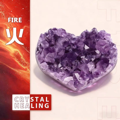 Natural Amethyst Heart Crystal – Handmade Geode Stone for Home Decor