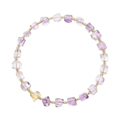 purple amethyst  clear quartz irregular beads