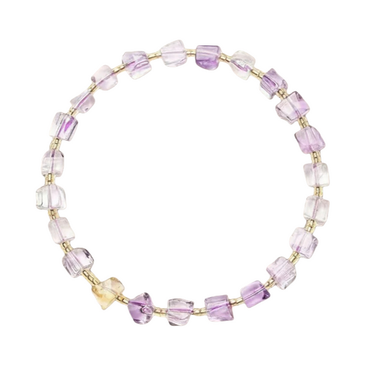 purple amethyst  clear quartz irregular beads
