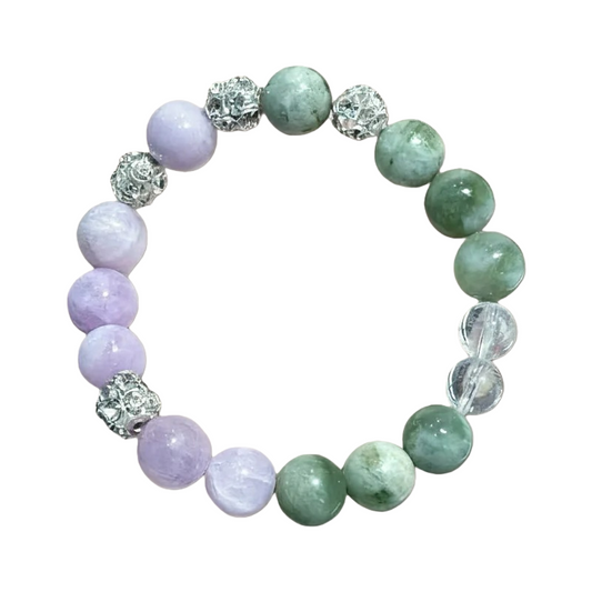 Lavender Jade & Green Jadeite Crystal Bracelet – Abundance & Tranquility