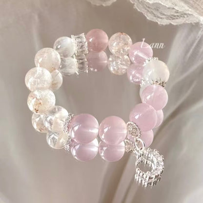 Rose Quartz &amp; Moonstone Charm Bracelet