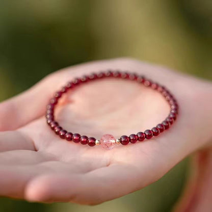 Garnet &amp; Strawberry Quartz Bracelet