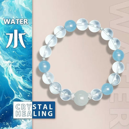 Calm Spirit Bracelet – Aquamarine & Clear Quartz for Peace, Clarity & Flow