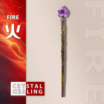 Handcrafted Crystal Accent Wand — Resin & Natural Stone Decorative Stick