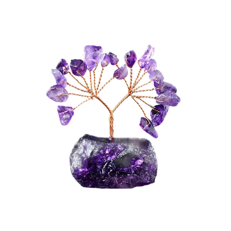 Amethyst crystal tree on a whitebackground
