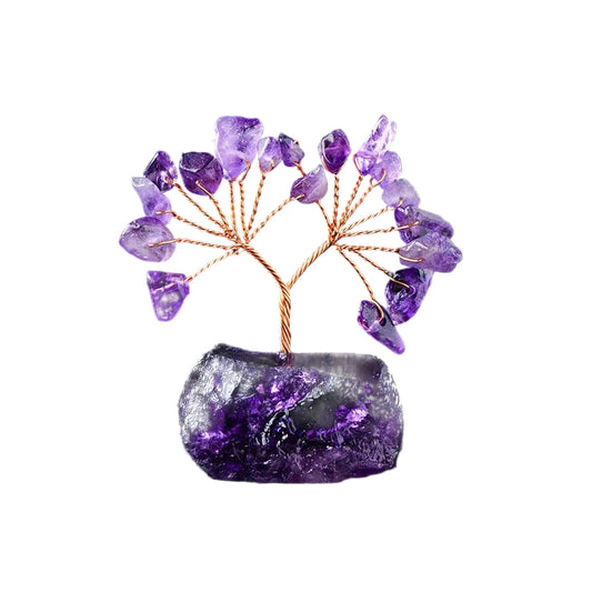 Amethyst crystal tree on a whitebackground