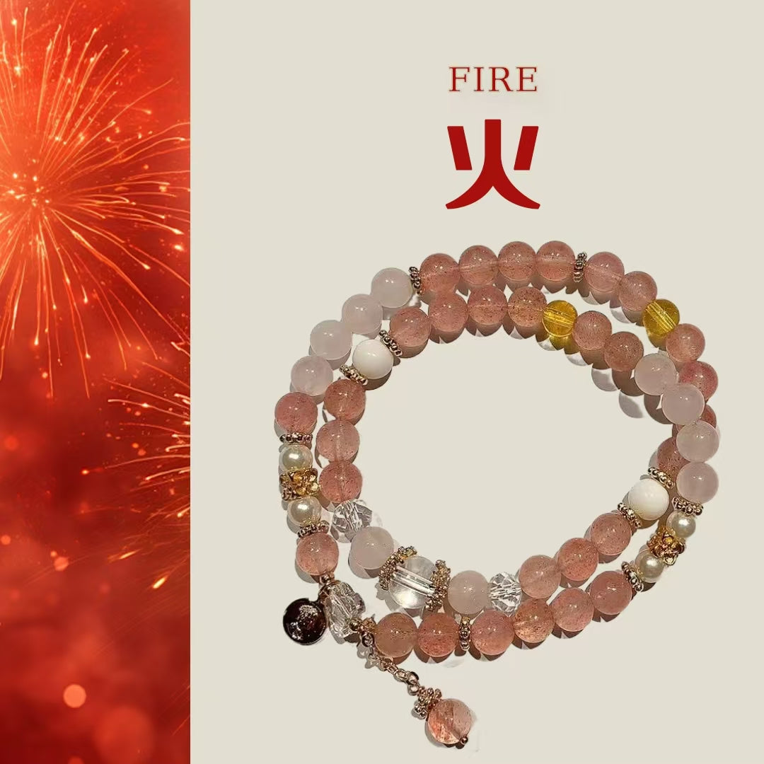 Strawberry Quartz Love Charm Bracelet