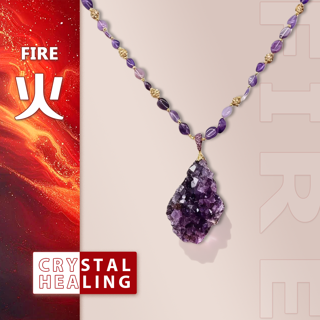 Raw Amethyst Cluster Necklace – Crown Chakra Spiritual Pendant