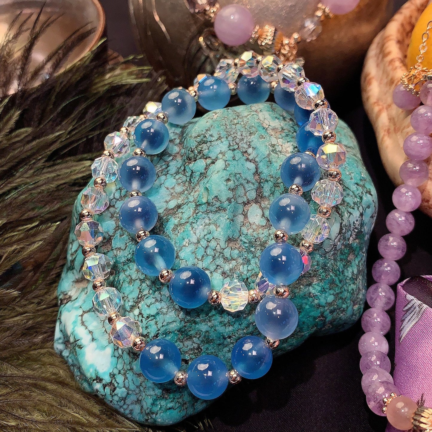 Blue Agate Crystal Shine Bracelet – Elegant Aura Energy Jewelry