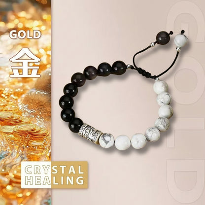 Yin & Yang Harmony Bracelet – Black Obsidian & White Howlite Crystal