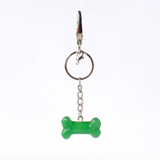 Healing Crystal Bone Keychain – Green Aventurine for Pets & People