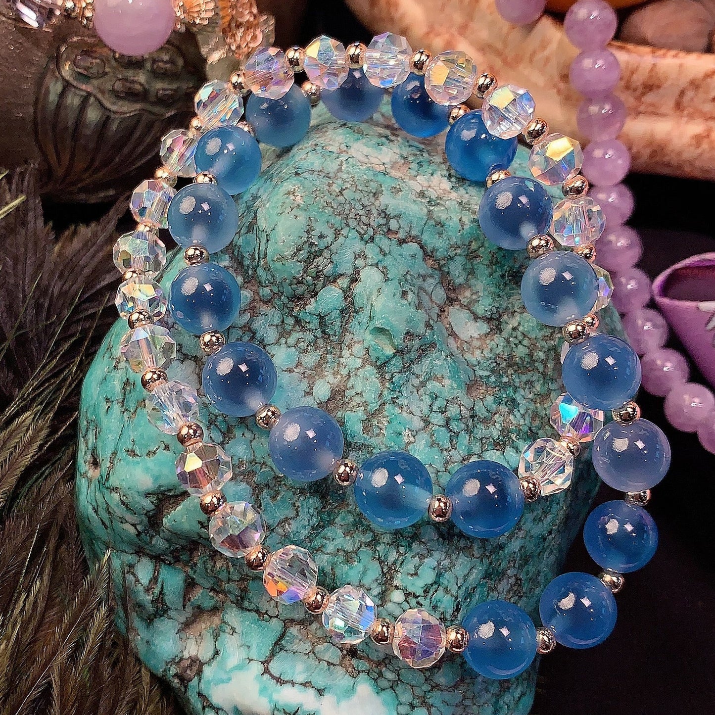 Blue Agate Crystal Shine Bracelet – Elegant Aura Energy Jewelry