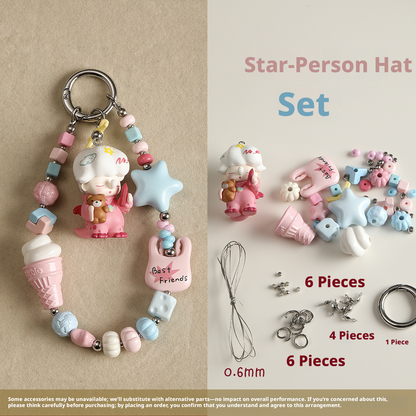 Aesthetic Coquette DIY Phone Strap Kit | Pastel Candy Enamel Bead Mix | Custom Pop Mart Mini Figure Bag Charm | Y2K Beaded Keychain Supplies | Personalized Gift for Blind Box Collectors