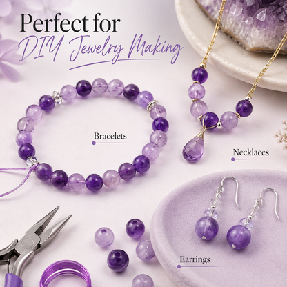 Amethyst Single Beads for DIY Bracelets | Natural Gemstone Gems | SoulstoneHouse