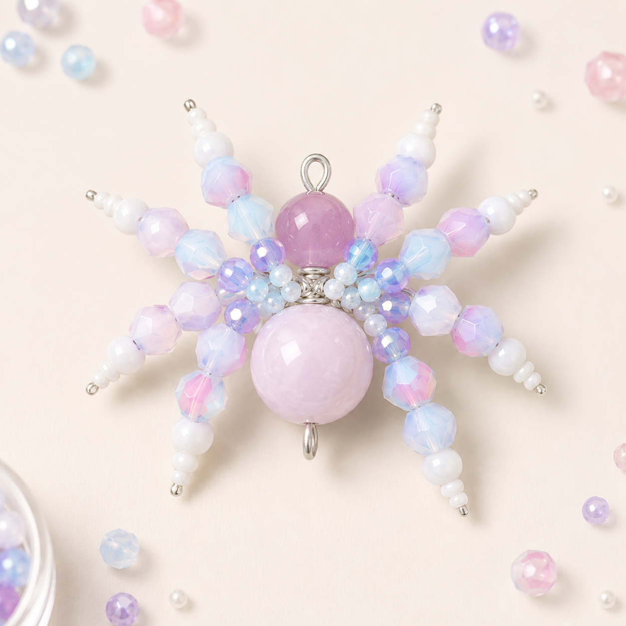 DIY Beaded Spider Charm Kit – Pastel Bag Charm Craft Kit