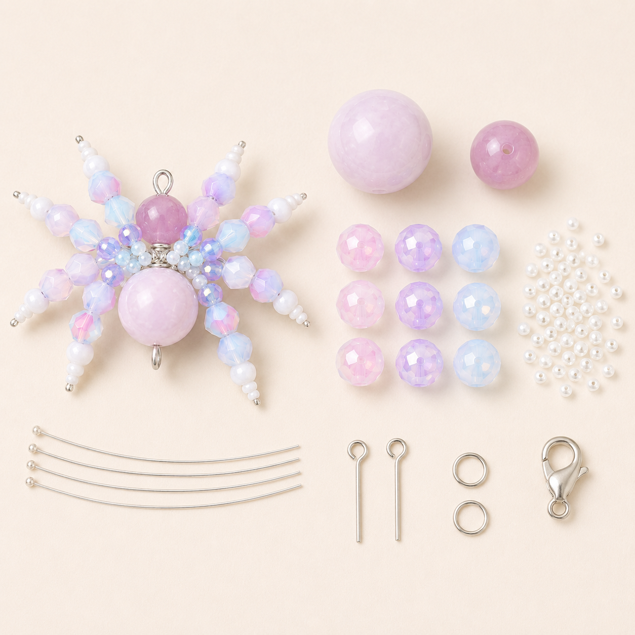 DIY Beaded Spider Charm Kit – Pastel Bag Charm Craft Kit
