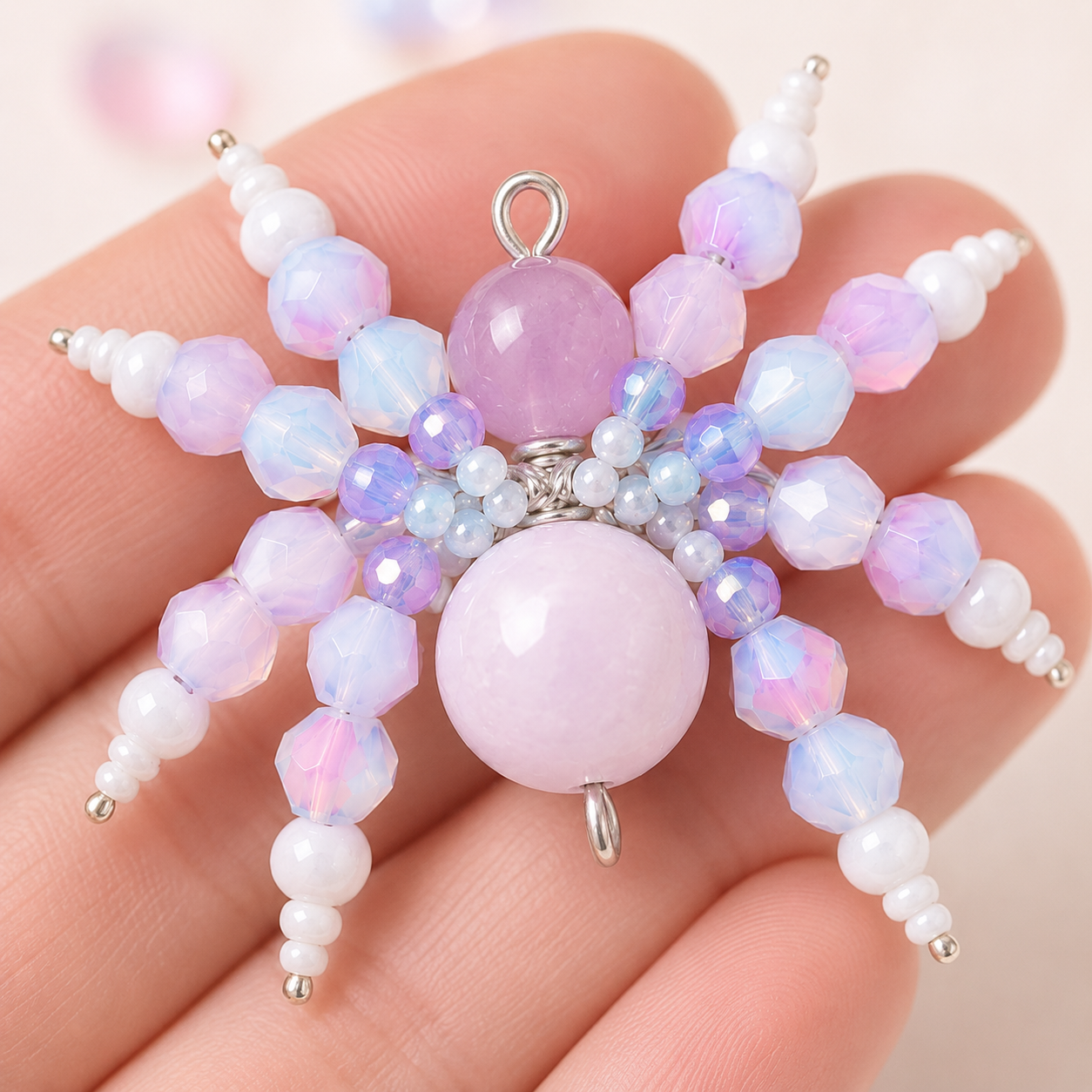 DIY Beaded Spider Charm Kit – Pastel Bag Charm Craft Kit