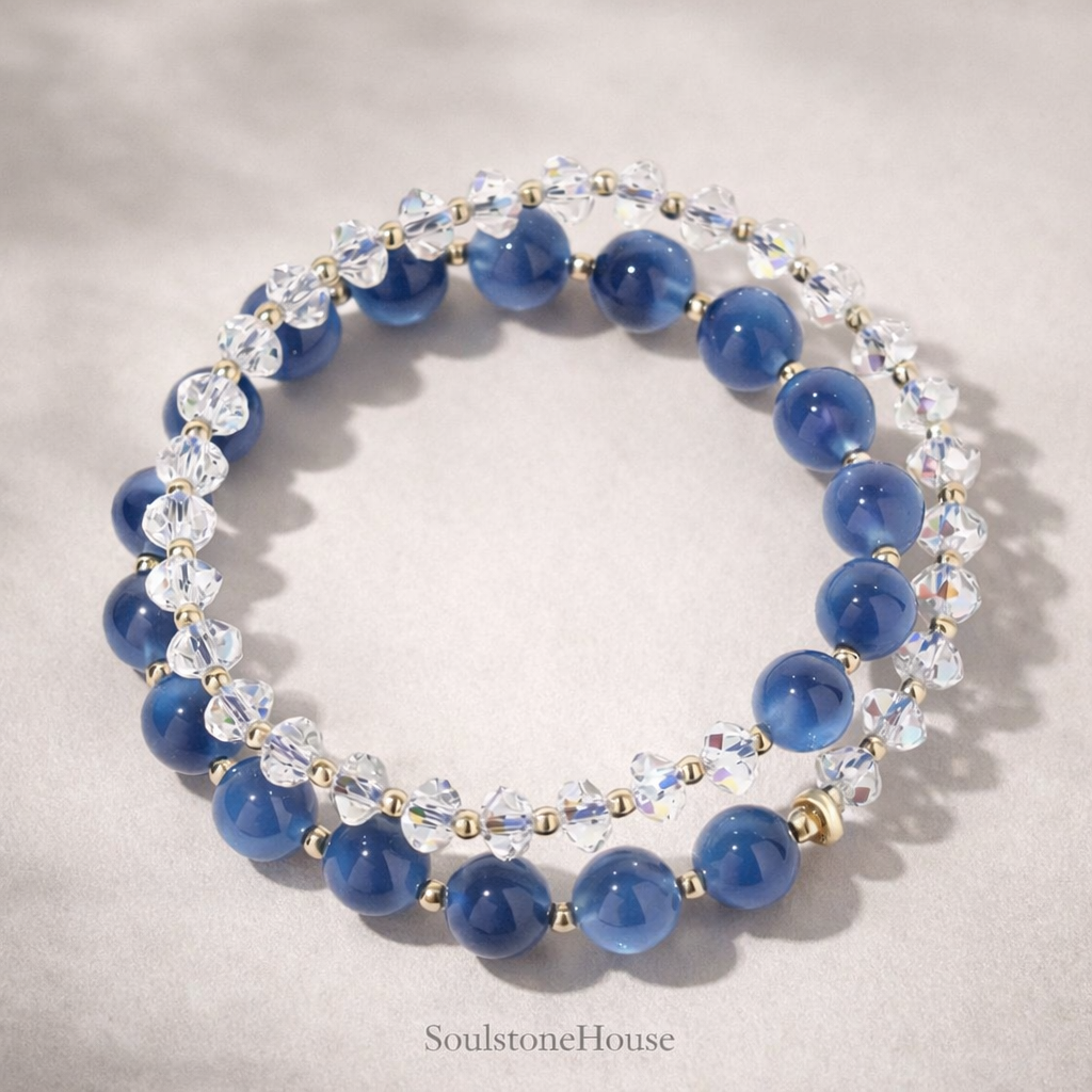 Blue Agate Crystal Shine Bracelet – Elegant Aura Energy Jewelry