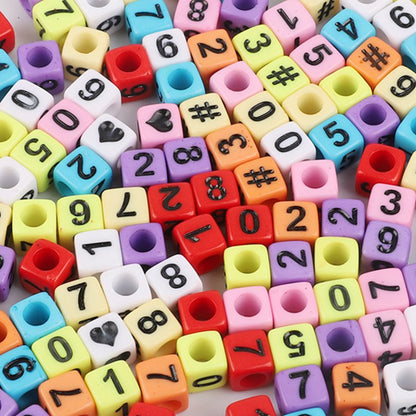 Square Acrylic Alphabet & Number Beads for DIY Crafts