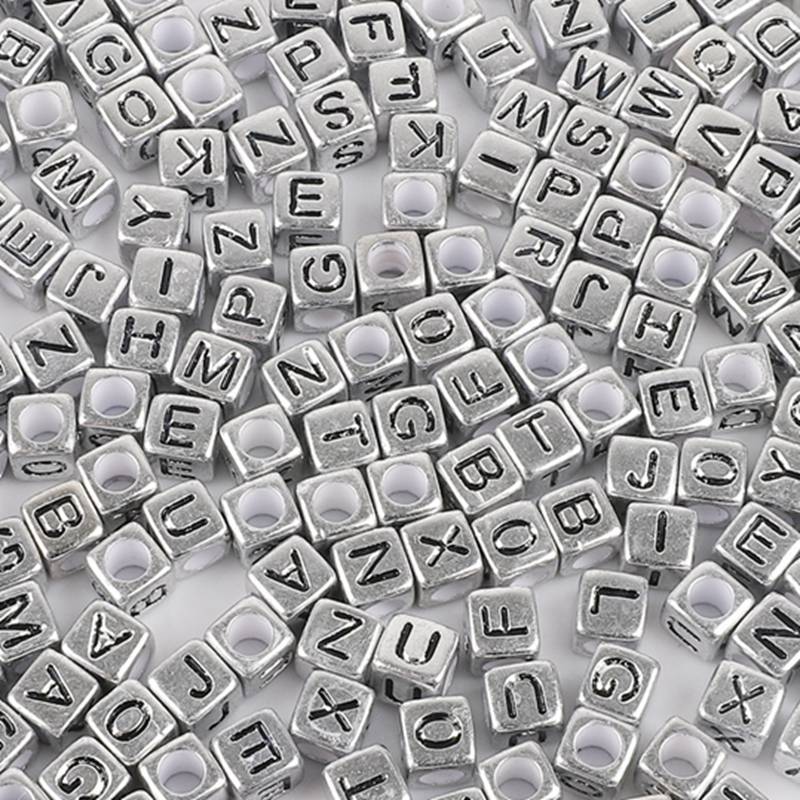 Square Acrylic Alphabet & Number Beads for DIY Crafts