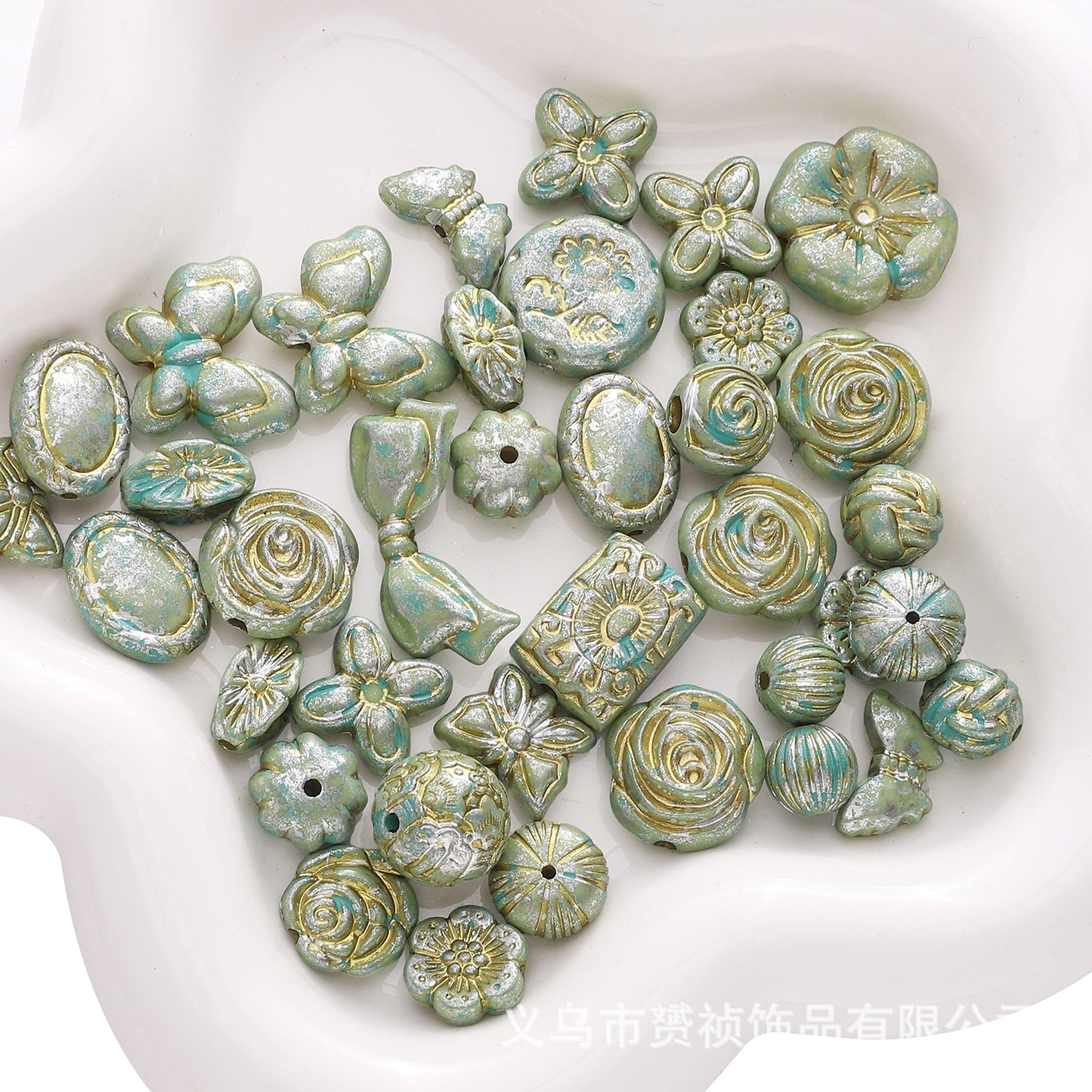 Gold-Edge Marble-Style Acrylic Beads— DIY Jewelry & Phone Charm Beads