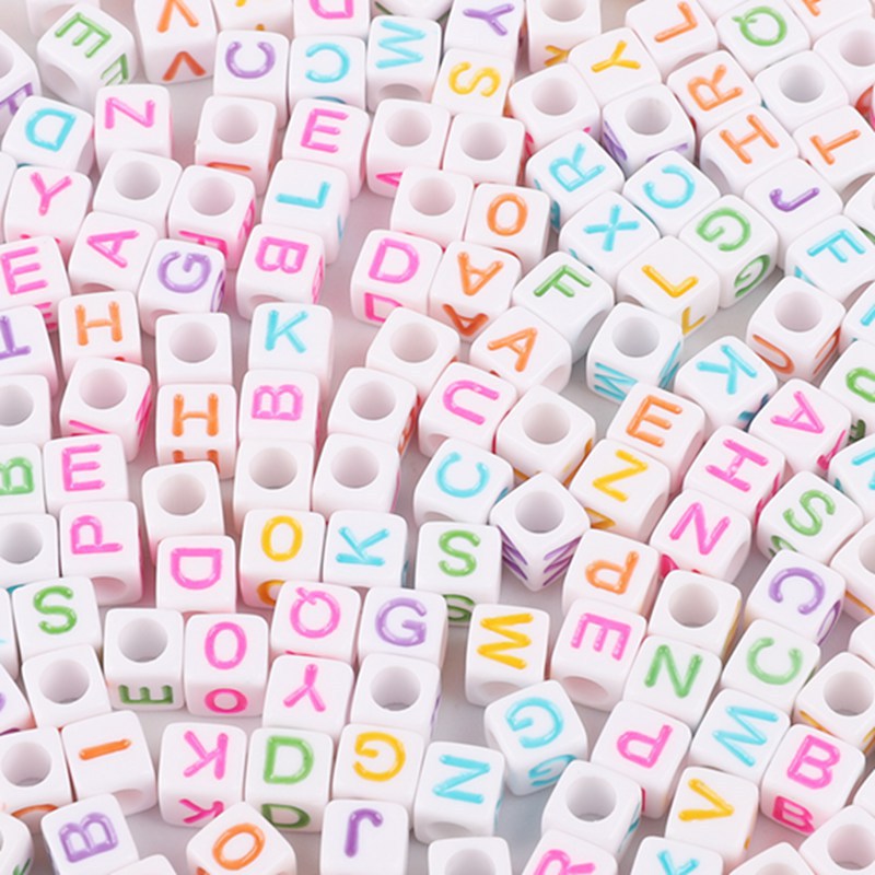 Square Acrylic Alphabet & Number Beads for DIY Crafts