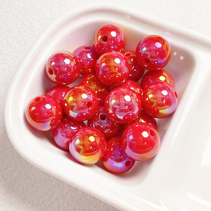 16Mm high-quality UV color-plated straight-hole round beads, beaded DIY mobile phone chain car hanging ring loose bead material jewelry accessories