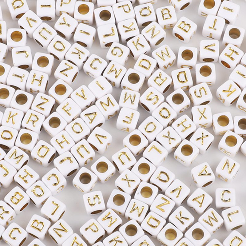 Square Acrylic Alphabet & Number Beads for DIY Crafts