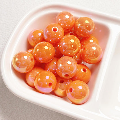 16Mm high-quality UV color-plated straight-hole round beads, beaded DIY mobile phone chain car hanging ring loose bead material jewelry accessories