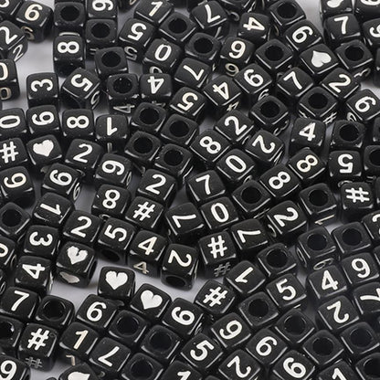 Square Acrylic Alphabet & Number Beads for DIY Crafts