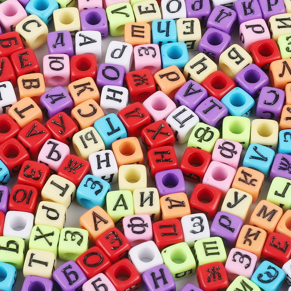 Square Acrylic Alphabet & Number Beads for DIY Crafts