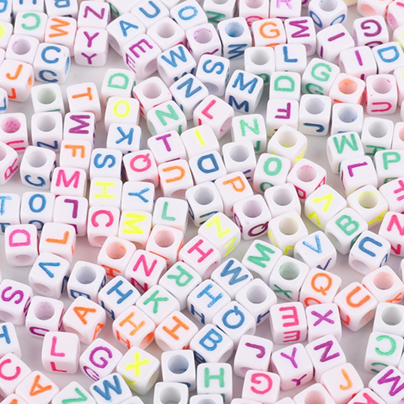 Square Acrylic Alphabet & Number Beads for DIY Crafts