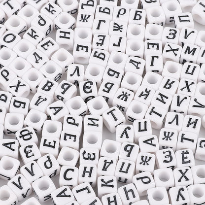 Square Acrylic Alphabet & Number Beads for DIY Crafts