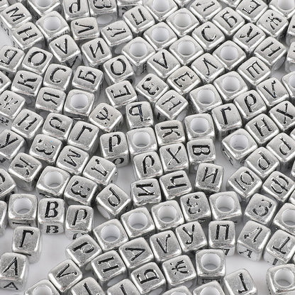 Square Acrylic Alphabet & Number Beads for DIY Crafts