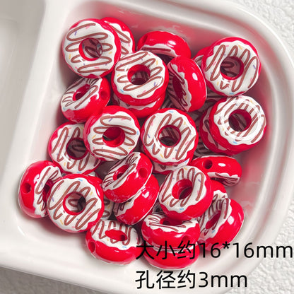 Cute colored lacquered donut DIY handmade beaded material bracelet necklace jewelry loose bead accessories acrylic