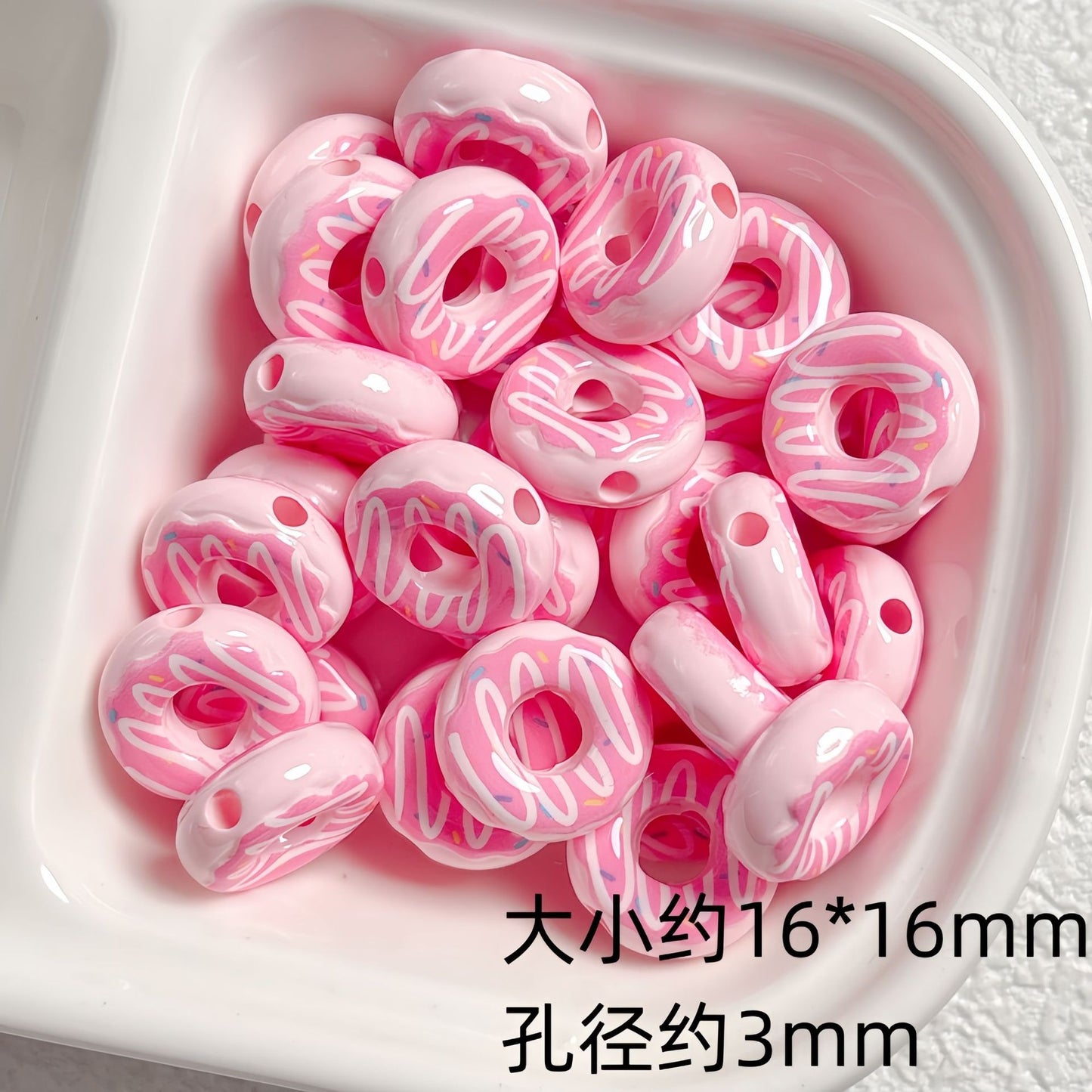 Cute colored lacquered donut DIY handmade beaded material bracelet necklace jewelry loose bead accessories acrylic
