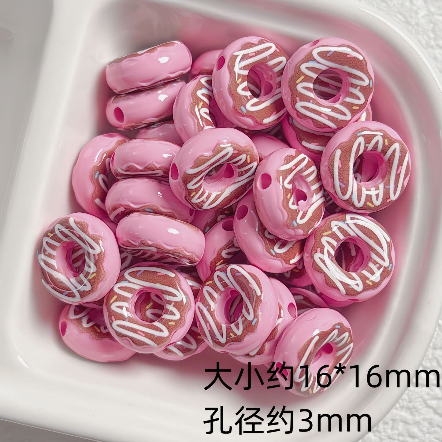 Cute colored lacquered donut DIY handmade beaded material bracelet necklace jewelry loose bead accessories acrylic